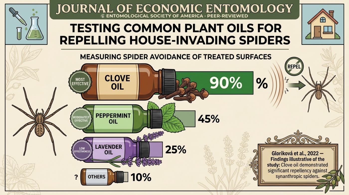 research finding: clove oil most effective at repelling house-invading spiders