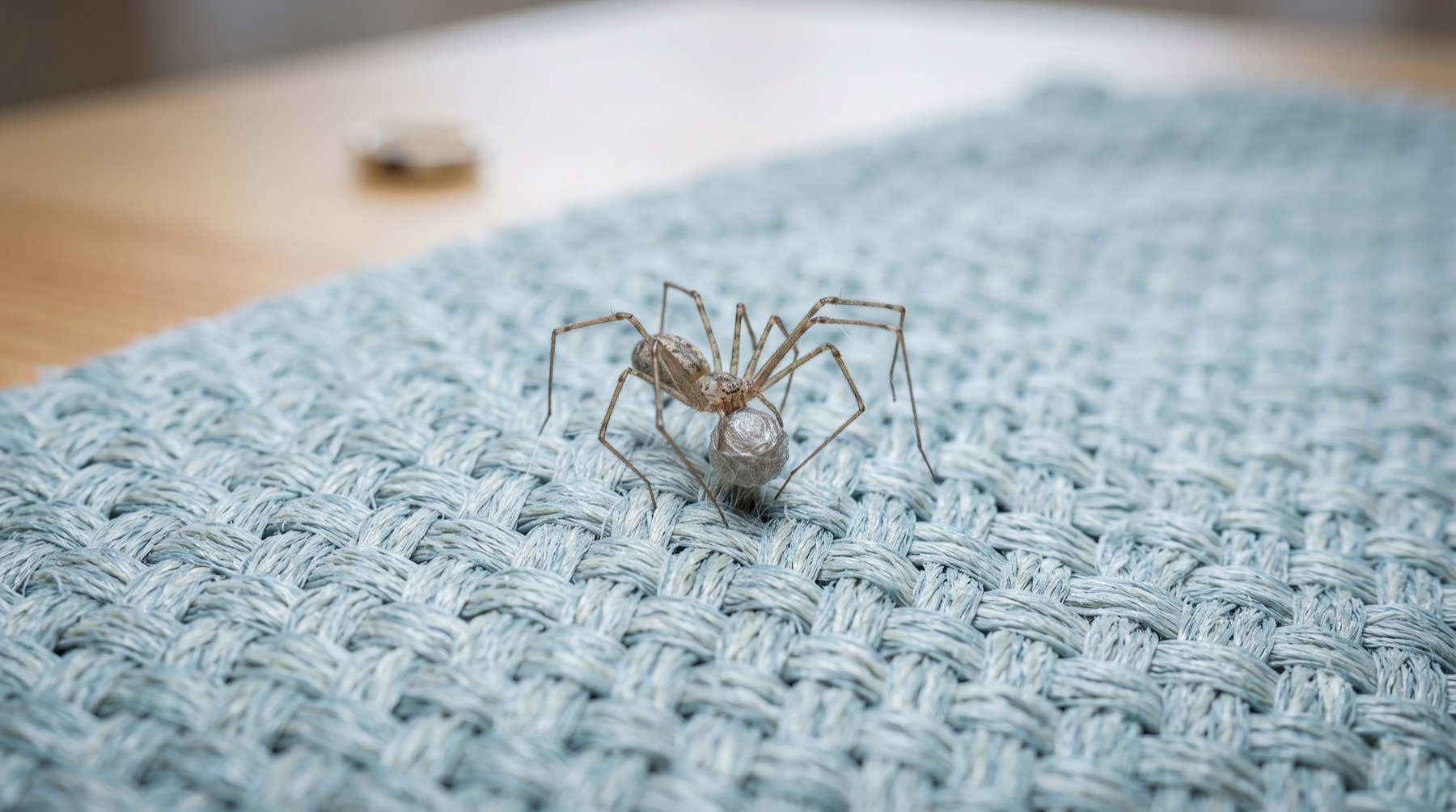 a house spider up close near a baseboard