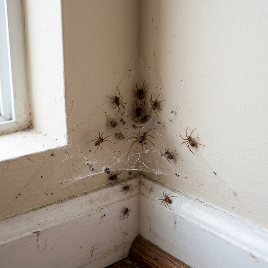 webs multiplying across a room