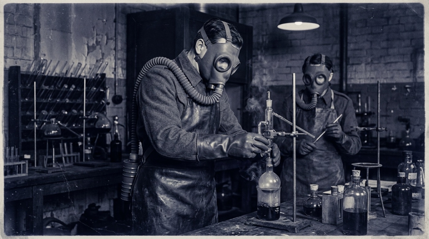 World War II-era chemists developing organophosphate compounds